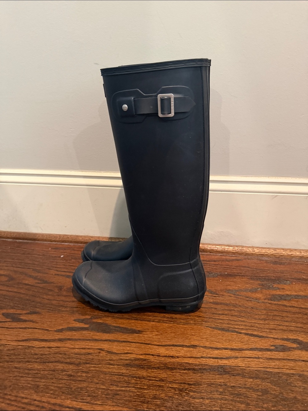Hunter Tall Matte Navy Rubber Rain Boots - Picture 4 of 5